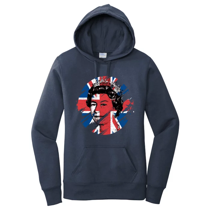 Elizabeth Pop Art Union Jack Flag Queen Of England Gift Women's Pullover Hoodie