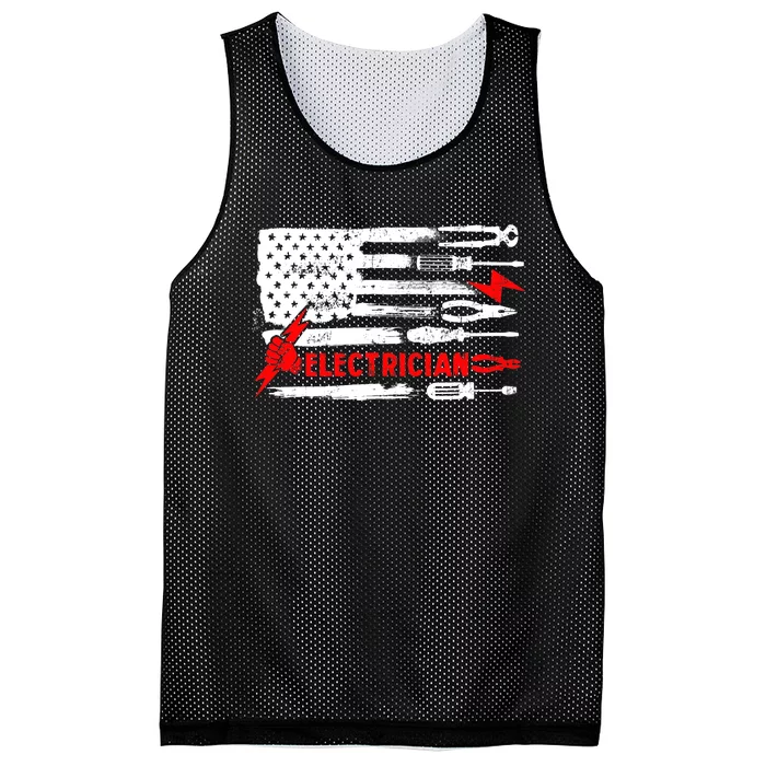 Electrician Patriotic American Flag Electrician Gift Mesh Reversible Basketball Jersey Tank