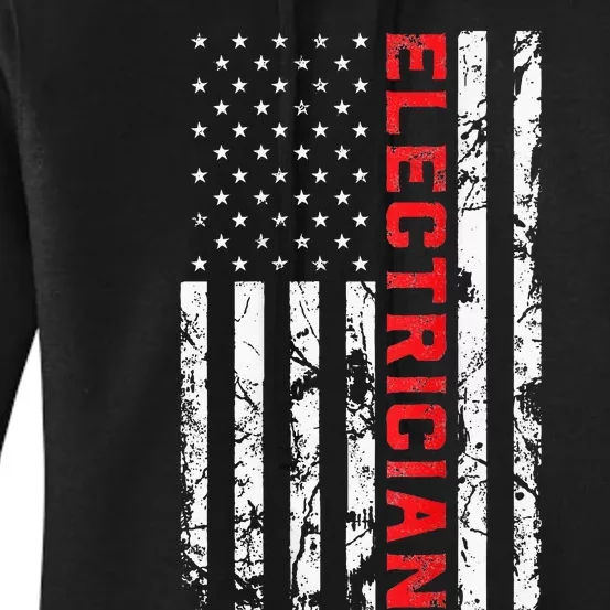 Electrician Patriotic American flag electrician father day Women's Pullover Hoodie