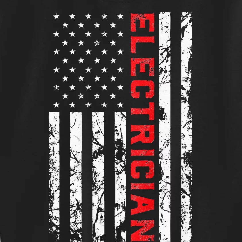 Electrician Patriotic American flag electrician father day Kids Sweatshirt