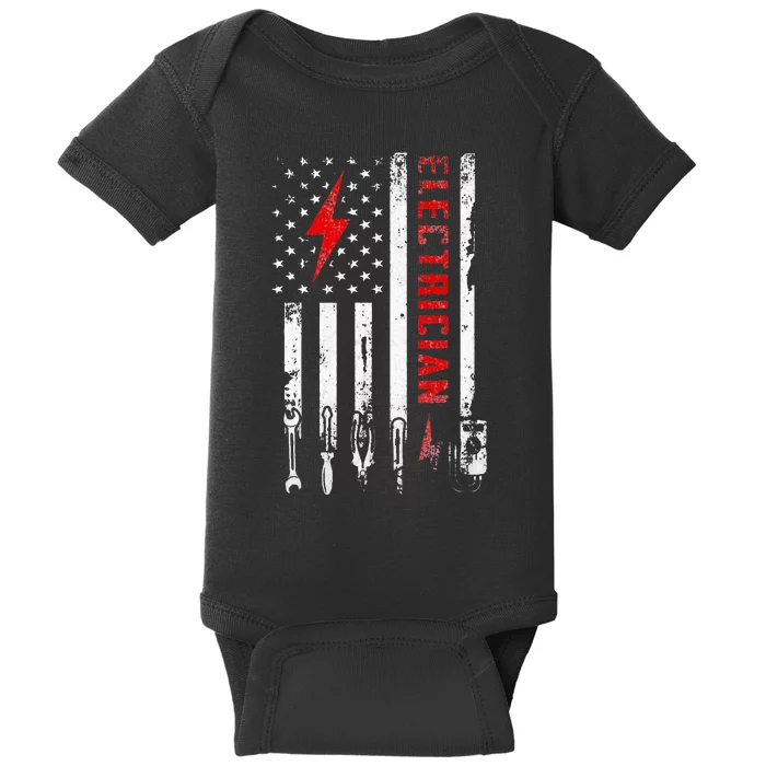 Electrician Patriotic American Flag Electrician Gift Baby Bodysuit