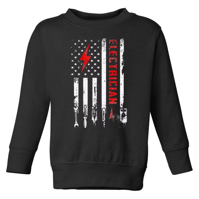 Electrician Patriotic American Flag Electrician Gift Toddler Sweatshirt