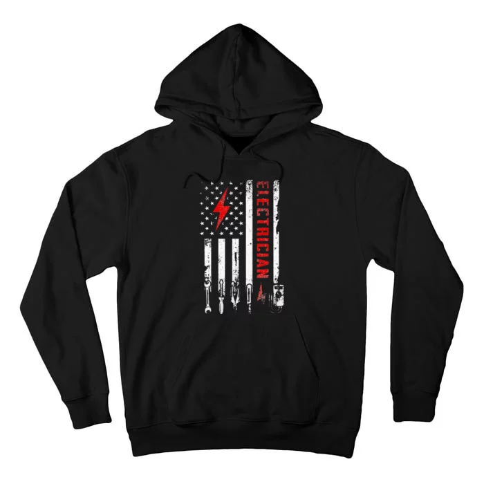 Electrician Patriotic American Flag Electrician Gift Tall Hoodie