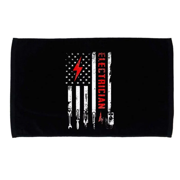 Electrician Patriotic American Flag Electrician Gift Microfiber Hand Towel