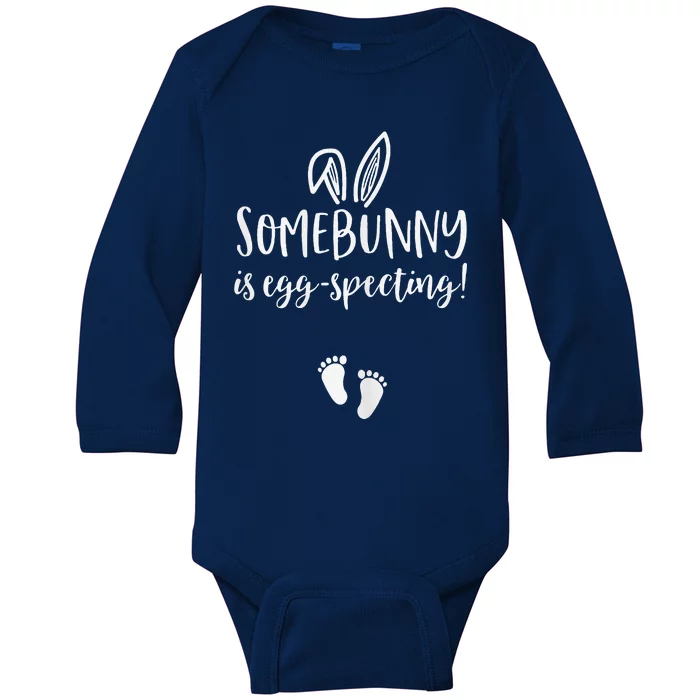 Easter Pregnancy Announcement Somebunny Is Eggspecting Baby Long Sleeve Bodysuit