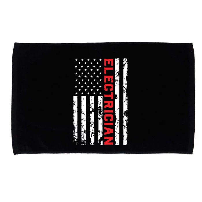 Electrician Patriotic American Flag Electrician Father Day Microfiber Hand Towel