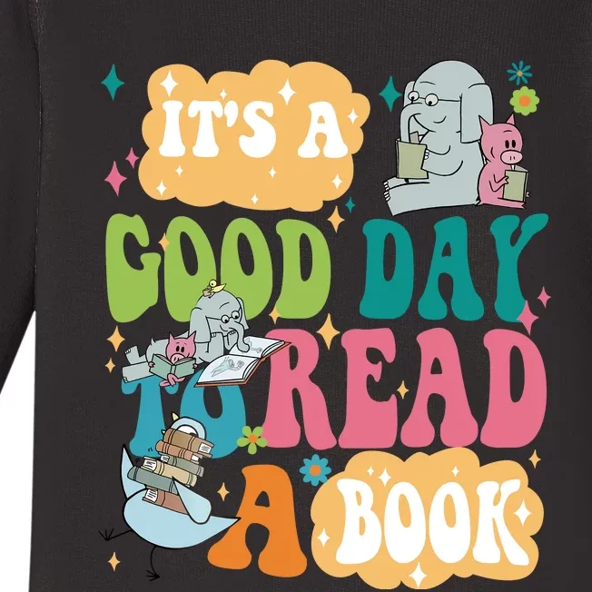 Elephant Piggie And Pigeon Its A Good Day To Read A Book Back To Scho Baby Long Sleeve Bodysuit