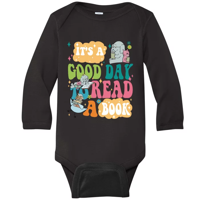 Elephant Piggie And Pigeon Its A Good Day To Read A Book Back To Scho Baby Long Sleeve Bodysuit