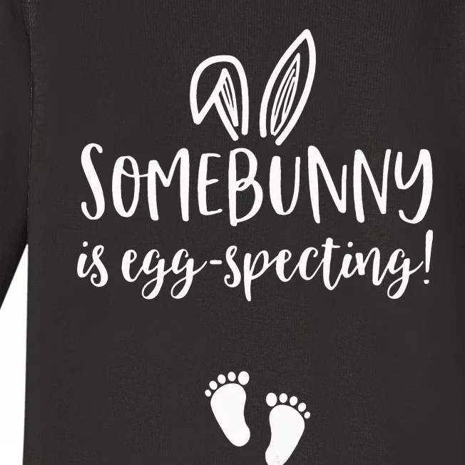 Easter Pregnancy Announcement Somebunny is Eggspecting Baby Long Sleeve Bodysuit