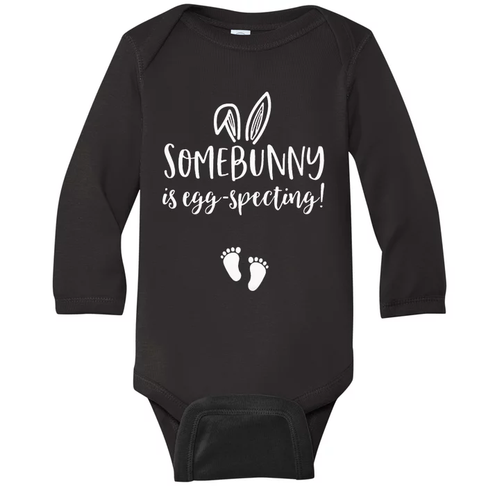 Easter Pregnancy Announcement Somebunny is Eggspecting Baby Long Sleeve Bodysuit