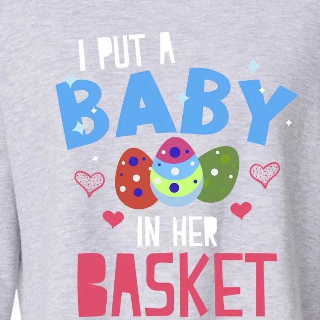 Easter Pregnancy Announcet Gift Design For Dads Cute Gift Cropped Pullover Crew