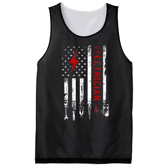 Electrician Patriotic American Flag Electrician Gift Mesh Reversible Basketball Jersey Tank