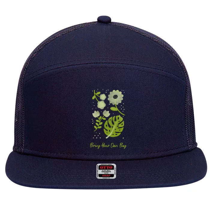 Environt Pollution Bring Your Own Bag Tropical Plant Leaf Gift 7 Panel Mesh Trucker Snapback Hat