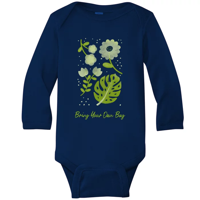 Environt Pollution Bring Your Own Bag Tropical Plant Leaf Gift Baby Long Sleeve Bodysuit