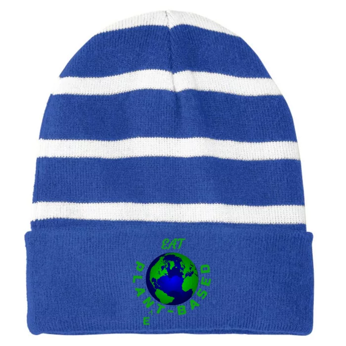 Eat Planet Based Vegan Save Earth Our Beautiful Home Cute Gift Striped Beanie with Solid Band