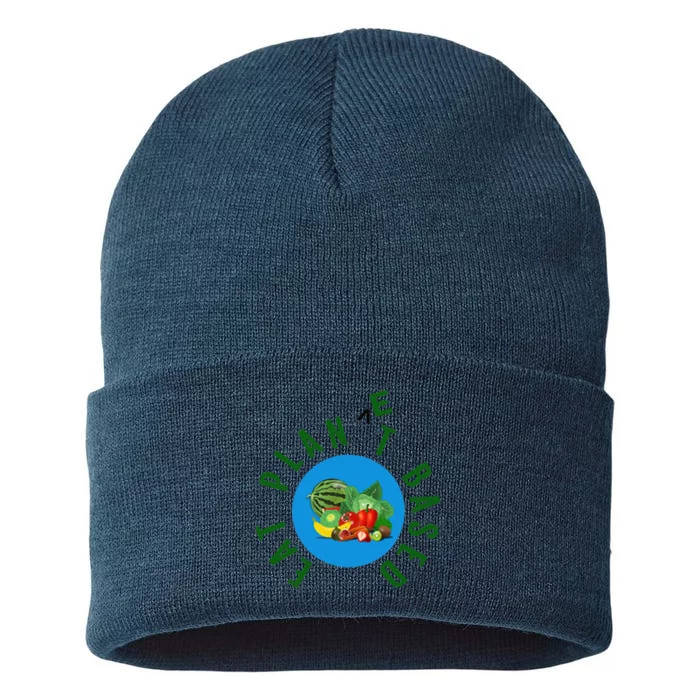 Eat Planet Based Vegan To Save Our Home Earth Sustainable Knit Beanie