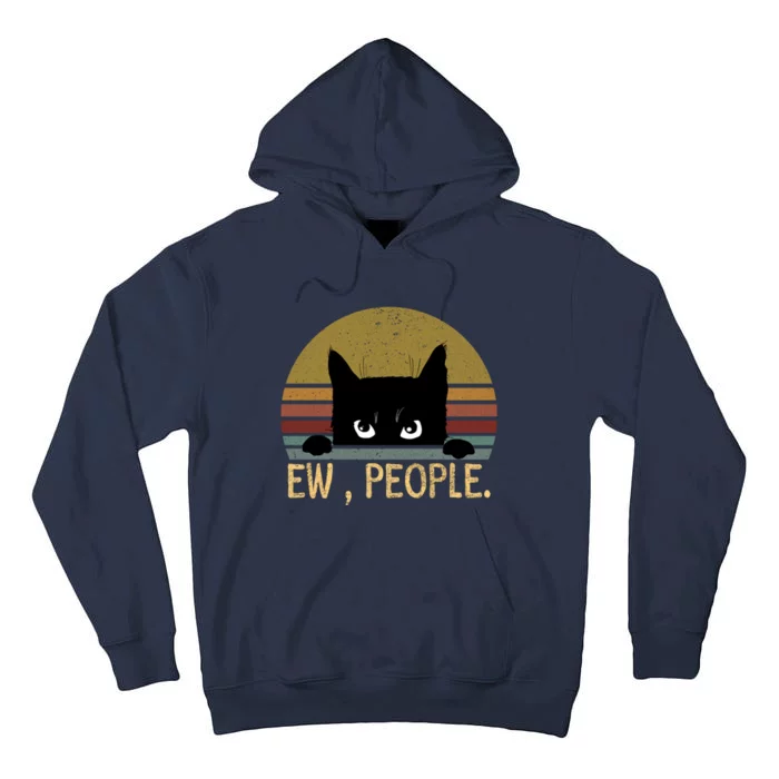 Ew People Black Cat Vintage Retro – Funny Cat Tall Hoodie