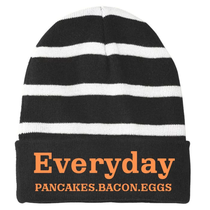 Everyday Pancakes Bacon Eggs Funny Striped Beanie with Solid Band