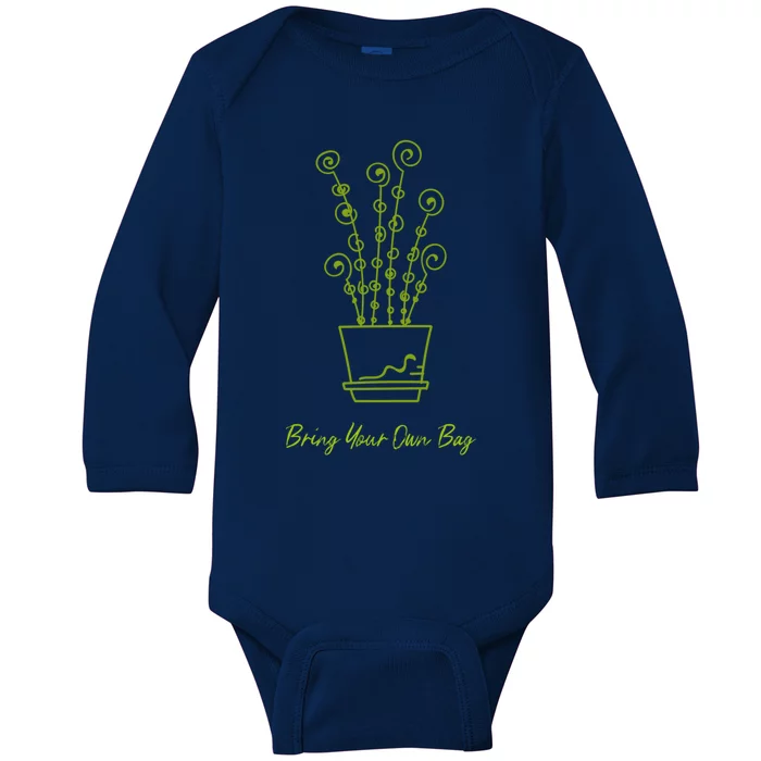 Environt Pollution Bring Your Own Bag Tropical Flower Meaningful Gift Baby Long Sleeve Bodysuit