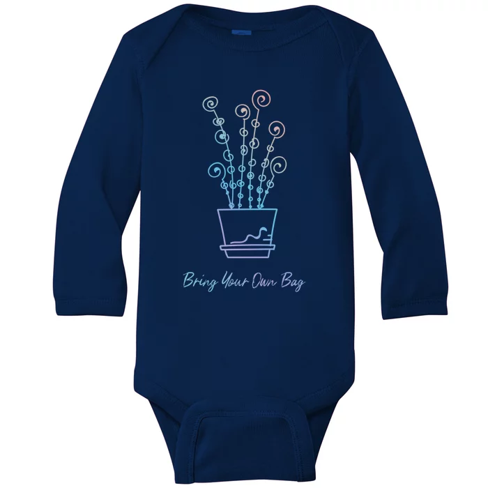 Environt Pollution Bring Your Own Bag Tropical Flower Meaningful Gift Baby Long Sleeve Bodysuit