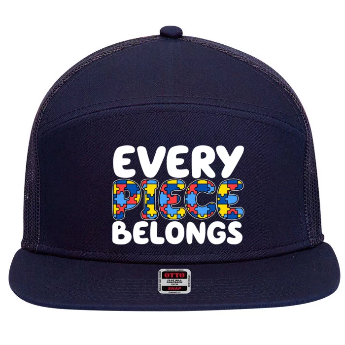 Every Piece Belongs Autism Awareness 7 Panel Mesh Trucker Snapback Hat