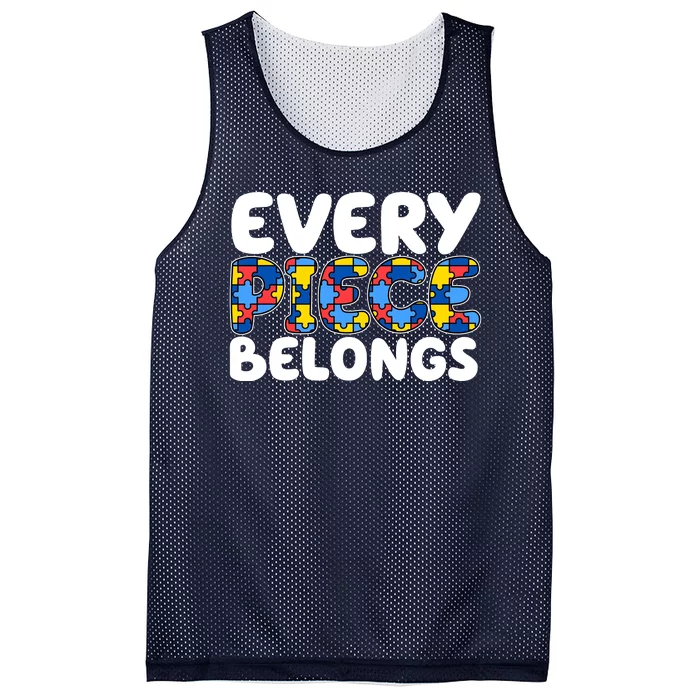 Every Piece Belongs Autism Awareness Mesh Reversible Basketball Jersey Tank