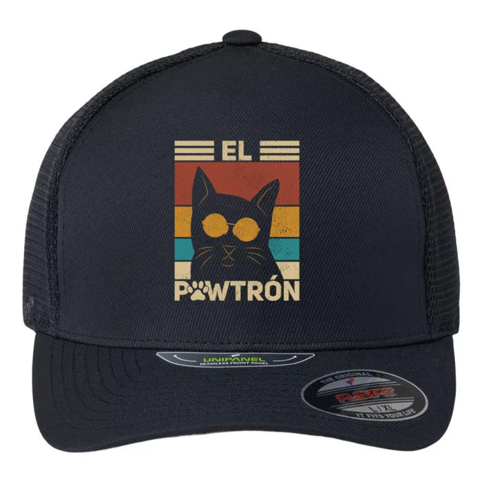 El PawtróN Cat Dad Cat Grandpa Funny Fathers Day Black Cat Great Gift Flexfit Unipanel Trucker Cap