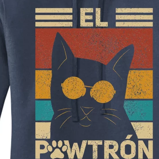 El Pawtrón Cat Dad Cat Grandpa Funny Fathers Day Black Cat Women's Pullover Hoodie