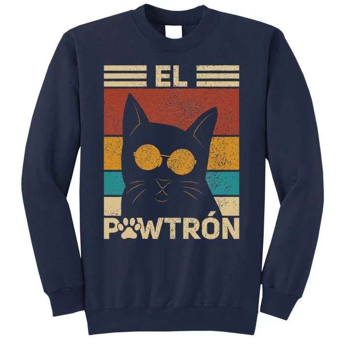 El Pawtrón Cat Dad Cat Grandpa Funny Fathers Day Black Cat Tall Sweatshirt