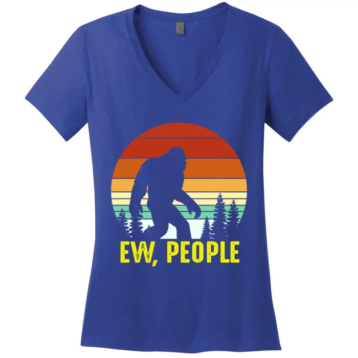 Ew People, Funny Bigfoot Introvert Antisocial Nature Hiking Women's V-Neck T-Shirt