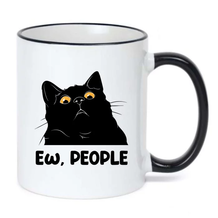 Ew People Funny Black Cat Lover Fun Cat Saying Cute Gift Black Color Changing Mug