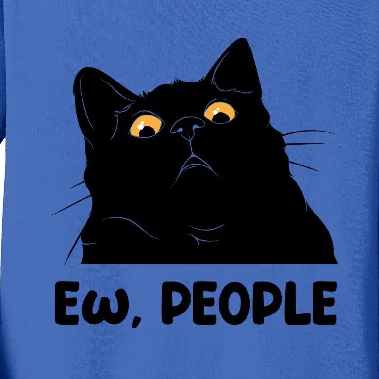 Ew People Funny Black Cat Lover Fun Cat Saying Cute Gift Kids Long Sleeve Shirt