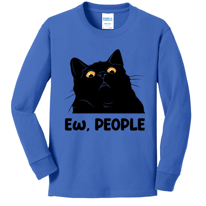 Ew People Funny Black Cat Lover Fun Cat Saying Cute Gift Kids Long Sleeve Shirt