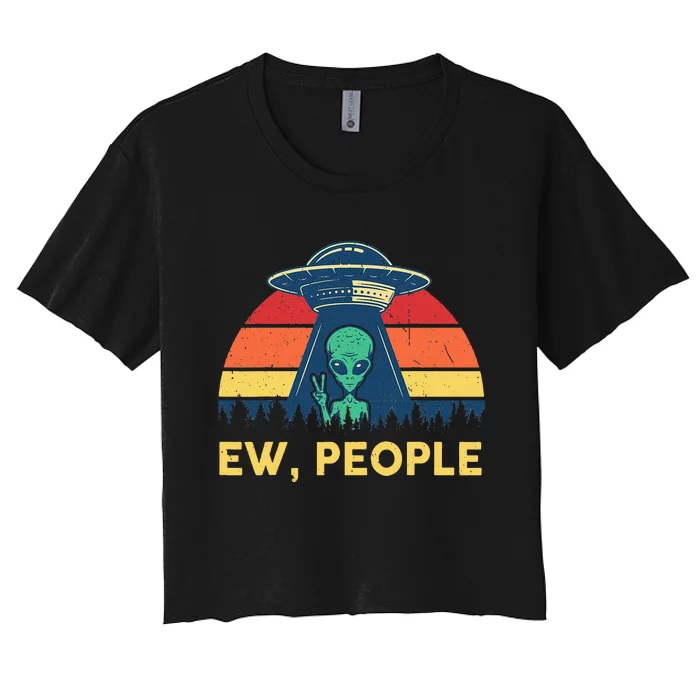 Ew People Funny Ufo Alien Costume Women's Crop Top Tee