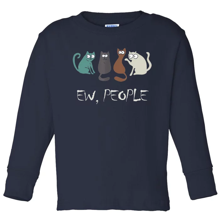 Ew People Funny Black Cat Cute Meowy Kitty Cat Lover Gift Toddler Long Sleeve Shirt