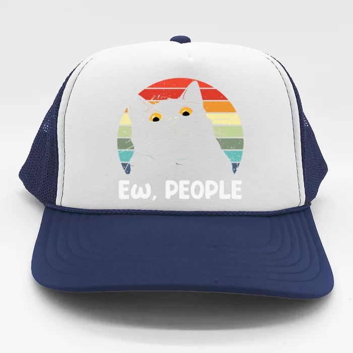 Ew People Funny Black Cat Lover For Women Fun Cat Saying Trucker Hat