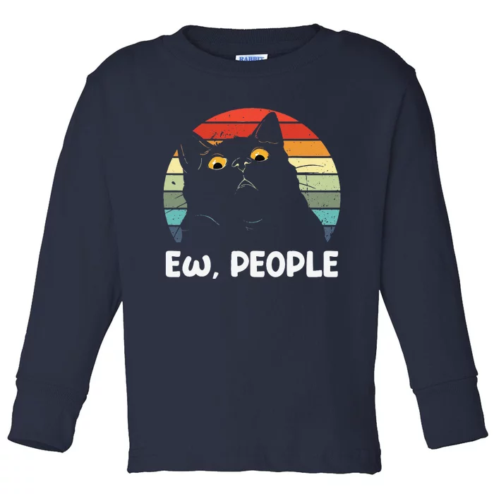 Ew People Funny Black Cat Lover For Women Fun Cat Saying Toddler Long Sleeve Shirt