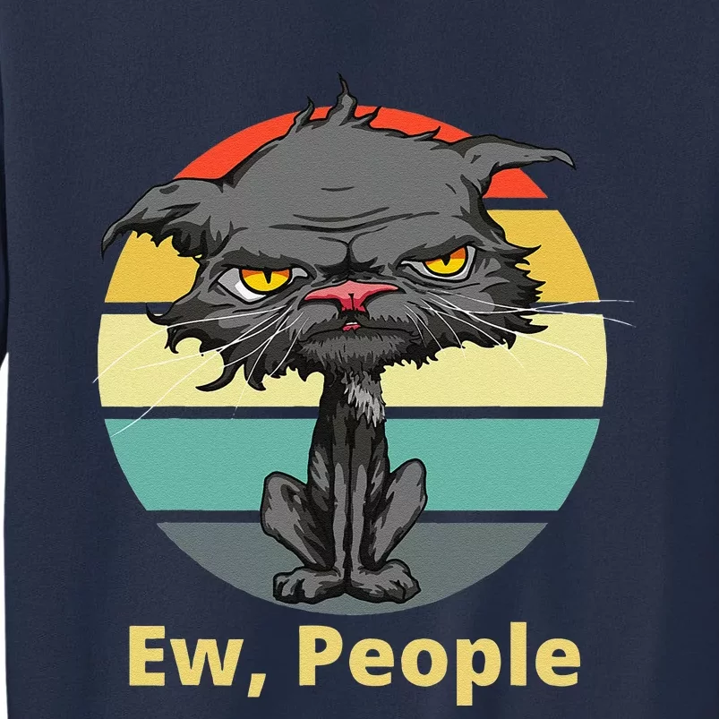 Ew People Funny Bored Cat Yellow Eyes Cat Lovers Retro Sweatshirt