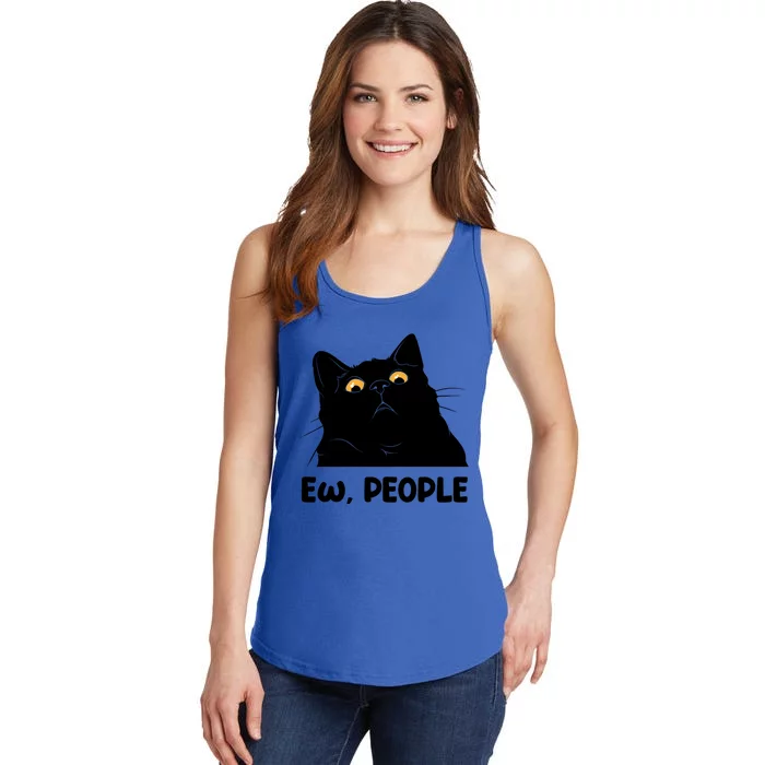 Ew People Funny Black Cat Lover Fun Cat Saying Great Gift Ladies Essential Tank