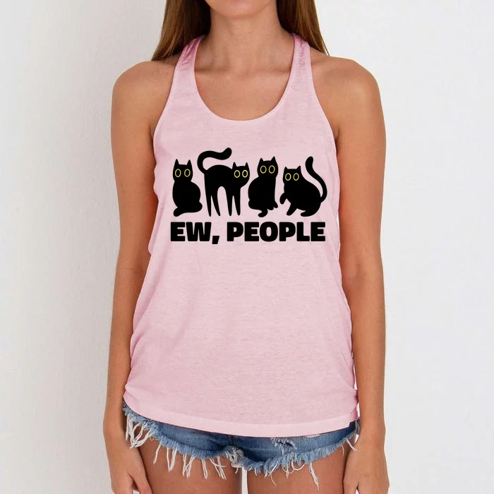 Ew People Funny Cat Lover Women's Knotted Racerback Tank