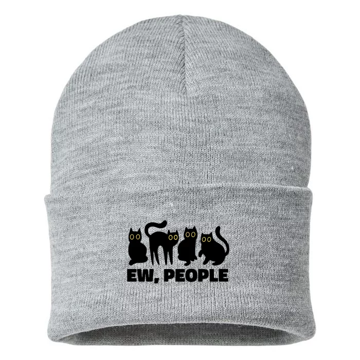 Ew People Funny Cat Lover Sustainable Knit Beanie