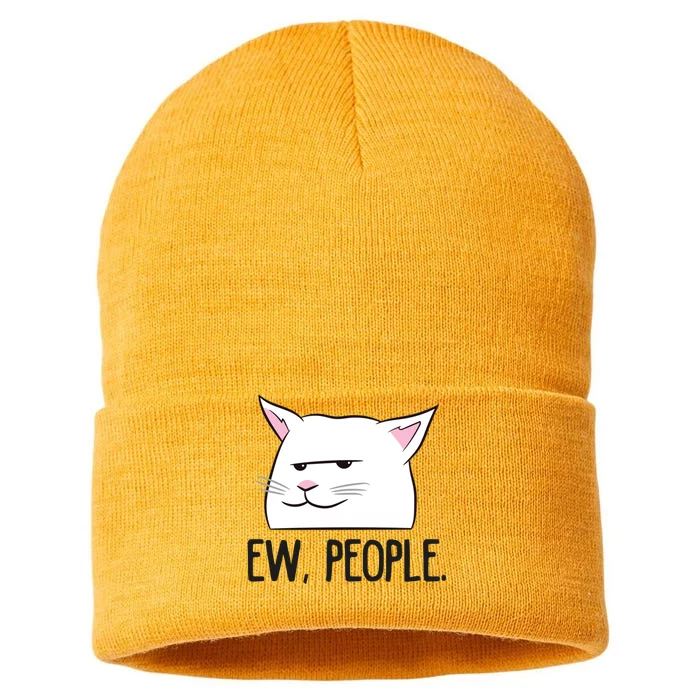 Ew People Funny Cat Owner Gift Love Cats Gift Sustainable Knit Beanie