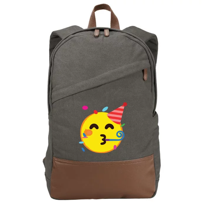 Emoticon Partying Face Birthday Cotton Canvas Backpack