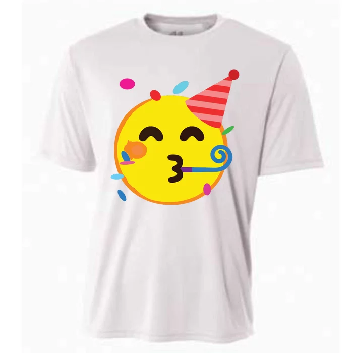 Emoticon Partying Face Birthday Cooling Performance Crew T-Shirt