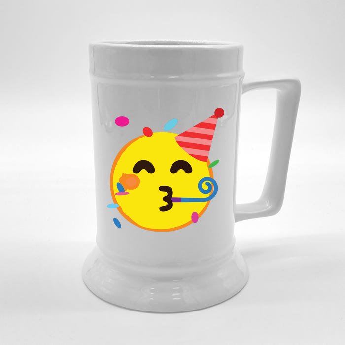 Emoticon Partying Face Birthday Front & Back Beer Stein