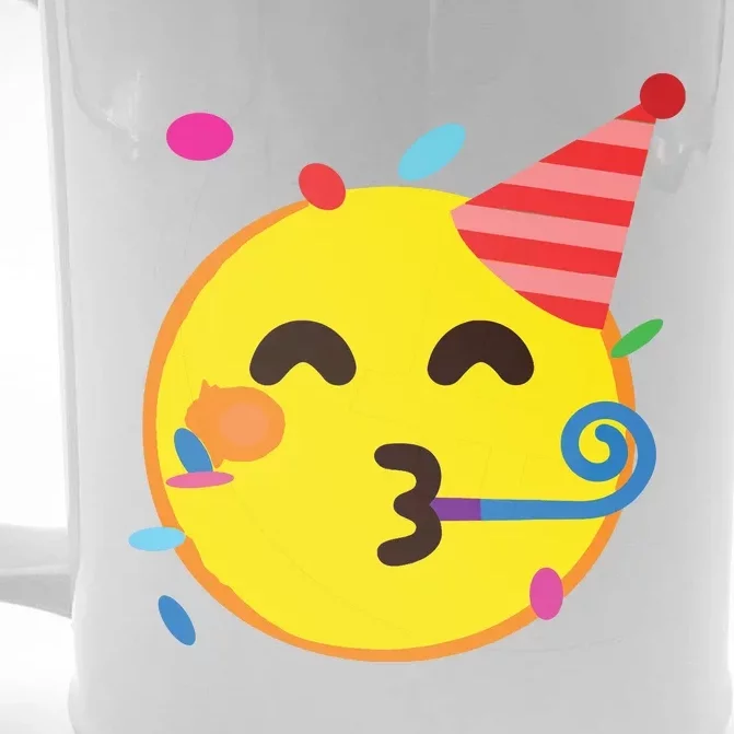 Emoticon Partying Face Birthday Front & Back Beer Stein