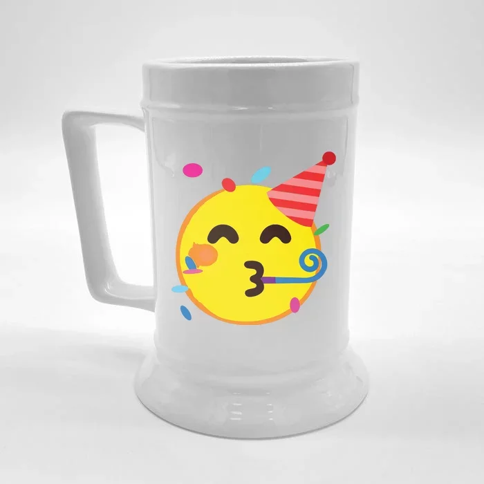 Emoticon Partying Face Birthday Front & Back Beer Stein