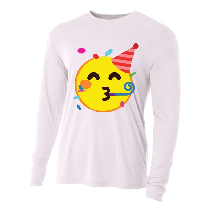 Emoticon Partying Face Birthday Cooling Performance Long Sleeve Crew