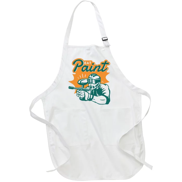 Eat Paint Funny Paintball Full-Length Apron With Pocket