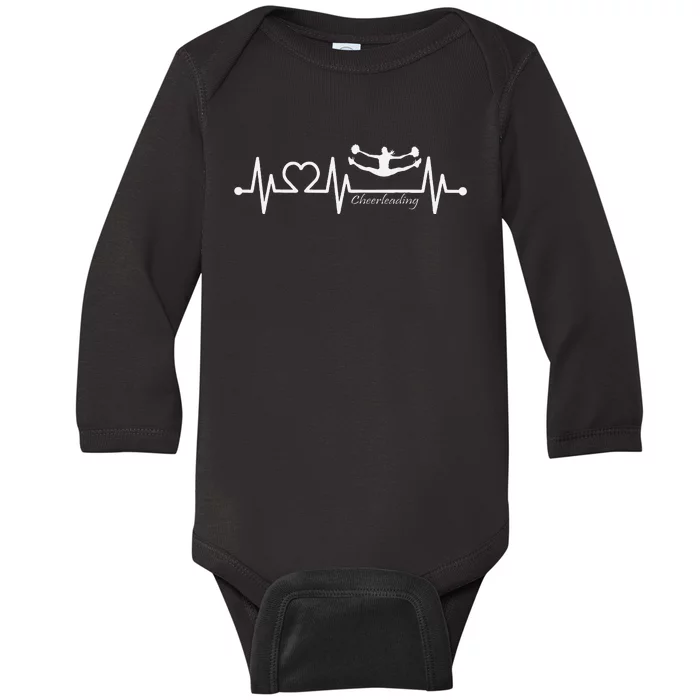 Ecg Pulse Heartbeat With Heart Cheerleader Baby Long Sleeve Bodysuit